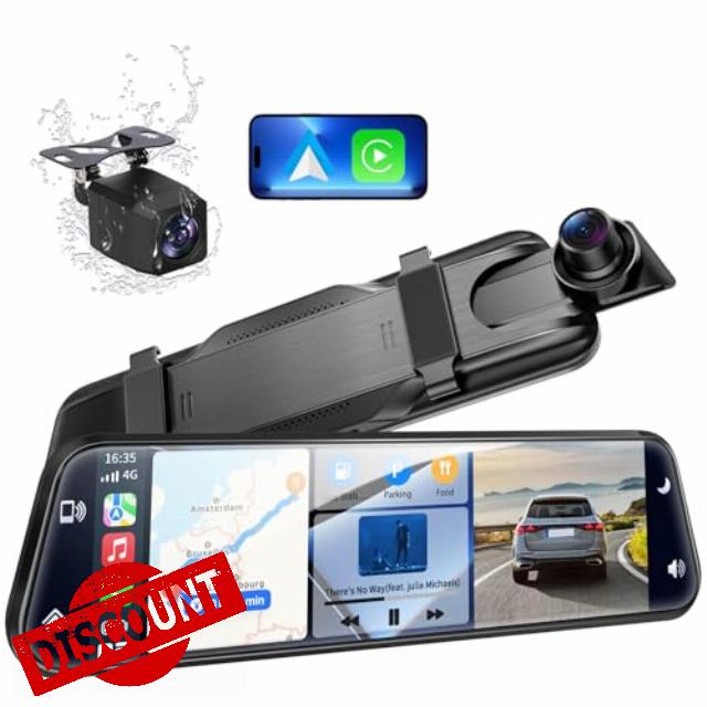2.5K Mirror Dash Cam with Carplay&Android Auto