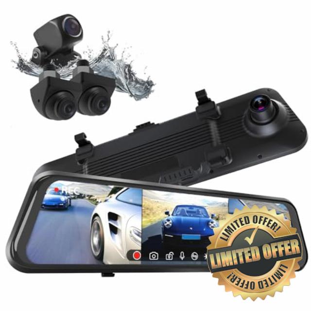 ACUMEN 4 Channel 1080P Rear View Mirror Camera with Blind Spot Recording & Assit