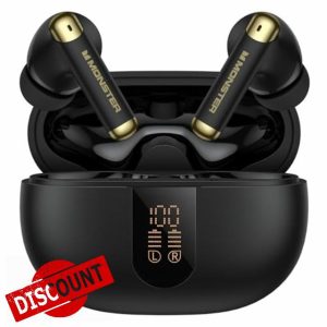 Monster N-Lite 211 Wireless Earbuds， Bluetooth 5.4 Stereo Headphones with Noise-Cancelling Mic and LED Display