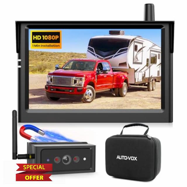 AUTO VOX Wireless Backup Camera Magnetic: 5" Portable No Wiring 1 Min Install Trailer Hitch Camera