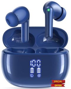 Ear Buds Wireless Earbuds - Bluetooth Headphones 40H Playtime LED Display Deep Bass Stereo in-Ear Earphones with IPX7 Waterproof for iPhone Android Phone Tablet Laptop