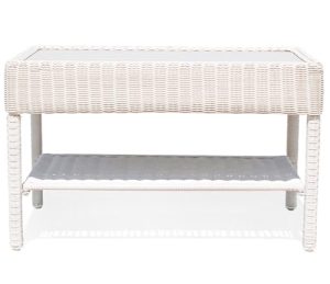 2-Tier Storage Hand-Woven Outdoor Table for Patio