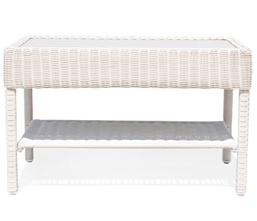 2-Tier Storage Hand-Woven Outdoor Table for Patio