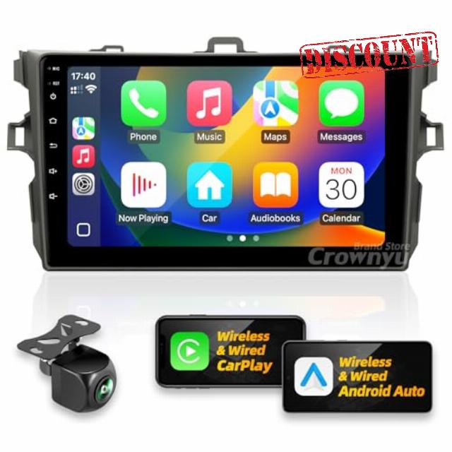 for Toyota Corolla 2009-2013 Radio Compatible with Wirelessly Carplay Android Auto Upgrade Android Car Stereo Bluetooth Navigation Touchscreen GPS FM Multimedia Player Backup Camera Head Unit