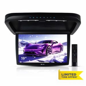 19.5 inch Motorized Full Touch Screen Android System Car Overhead Monitor Ceiling Wide IPS Screen Built in Speakers Drop Down Ceiling Mounted Monitor with Support for 8K Video Bluetooth WiFi HDMI USB