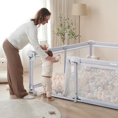 79x71 Inch Foldable Playpens for Babies and Toddlers with Gate