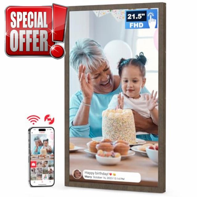 Frameo 21.5 Inch Large Digital Photo Frame with FHD IPS Touchscreen