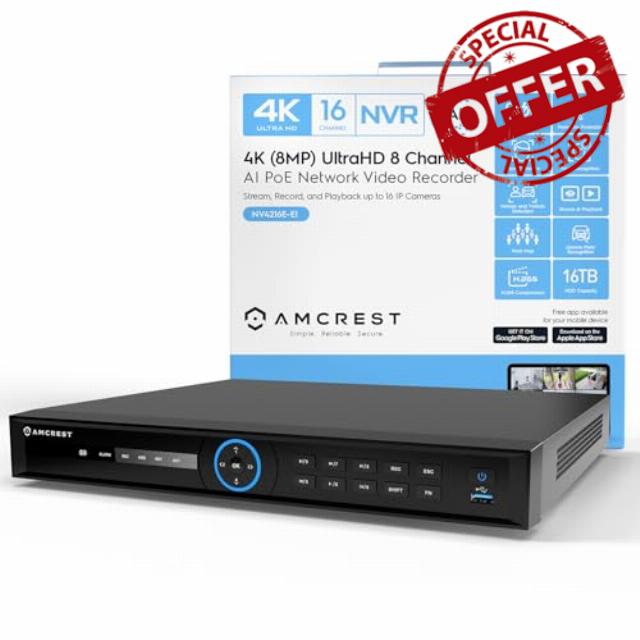 Amcrest 4K NV4216E-EI 16CH AI POE NVR