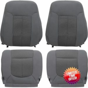 SecosAutoparts Gray Driver & Passenger Bottom & Top Cloth Replacement Seat Covers Compatible with Ford F250 F350 F450 F550 2011 2012 2013 2014 2015 2016
