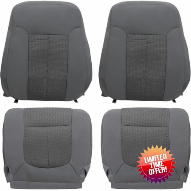 SecosAutoparts Gray Driver & Passenger Bottom & Top Cloth Replacement Seat Covers Compatible with Ford F250 F350 F450 F550 2011 2012 2013 2014 2015 2016