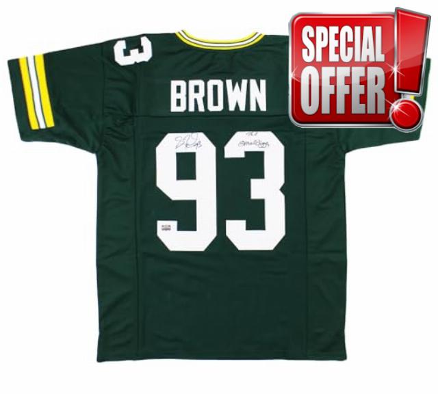 Gilbert Brown Autographed/Signed Green Bay Custom Green Jersey with "The Gravedigger" Inscription