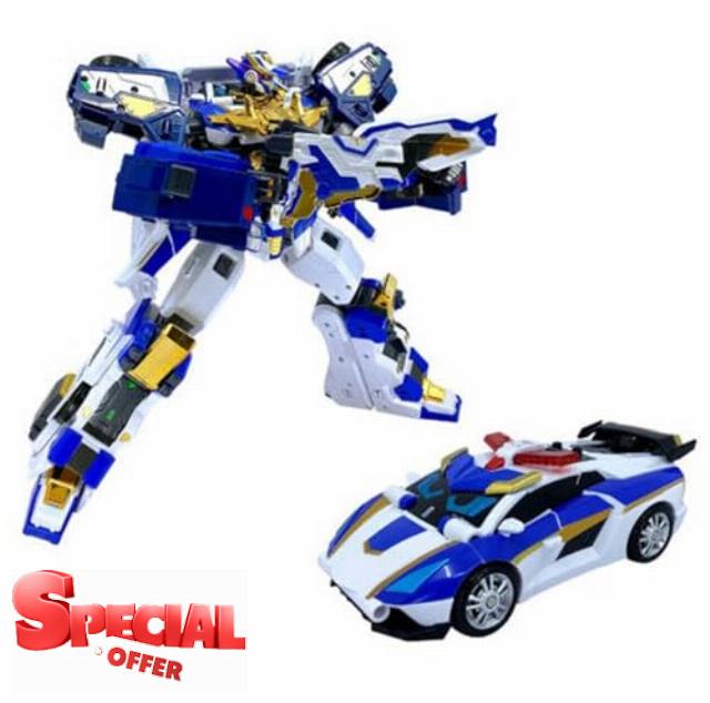 Metal Cardbot S Blue COP Trinity Police Car Armor Bus Transforming Robot
