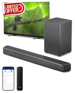 PHILIPS B5309 Soundbar 2.1 with Wireless Subwoofer and Immersive DTS Virtual:X Audio Technology - 240W Max Power