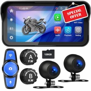 Motorcycle CarPlay with 2 Cameras System