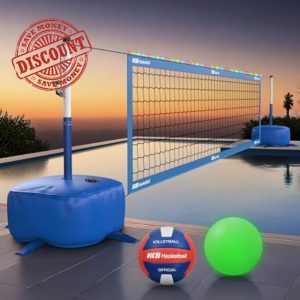 Pool Volleyball Net Set with Adjustable 15ft-32ft Length & Height