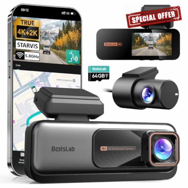 4K+2K Dual Dash Cam Front and Rear
