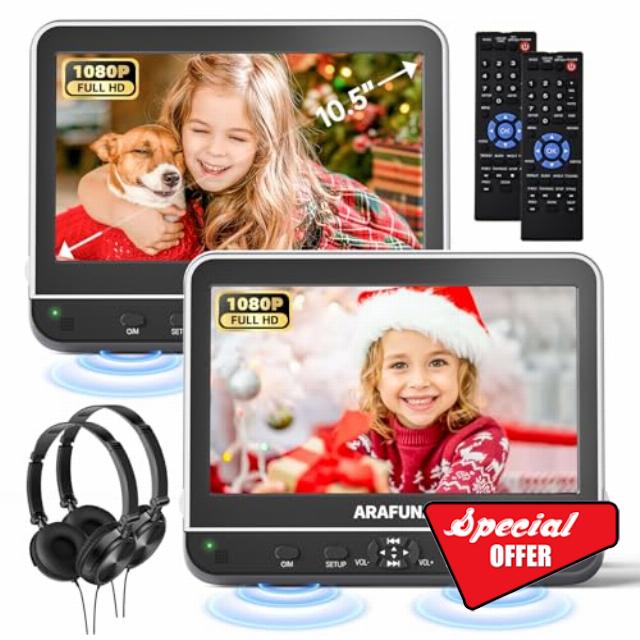 10.5" Dual Portable DVD Player with 1080P HDMI Input