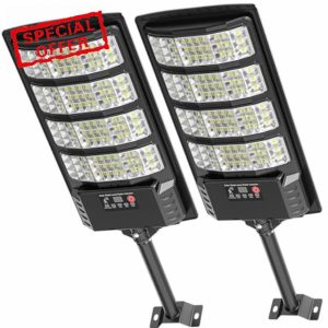 Solar Lights Outdoor - Super Brght Solar Street Lights Outdoor Dusk to Dawn with Motion Sensor and Remote Control