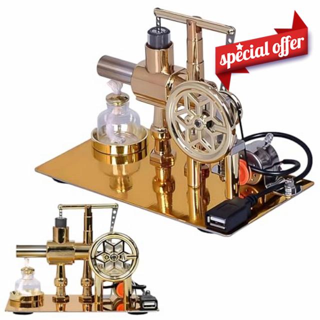 Stirling Engine Kit - Mini Hot Air Stirling Engine Motor Model with LED Light