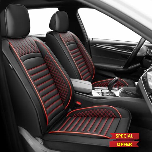 Seat Covers for Subaru Forester 2007-2024 2025: Car Seat Covers Full Set 5 Seats Waterproof Faux Leather Car Seat Cushion (Black+Red)