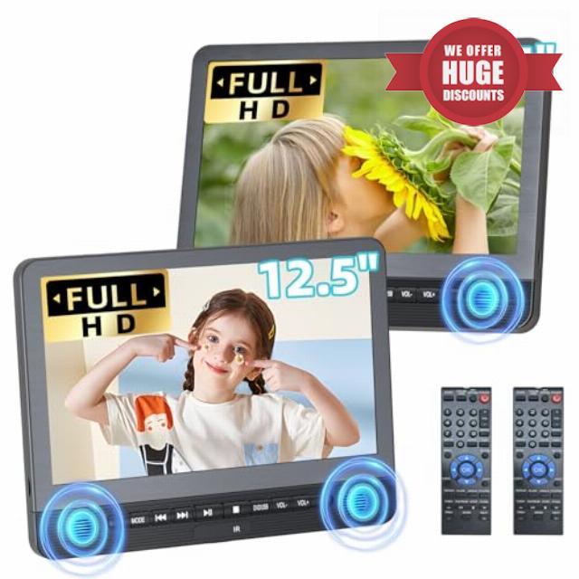 12.5" Dual Portable DVD Players for Car Headrest