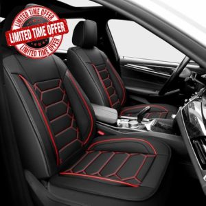 Seat Covers Fit for Toyota Camry 2012-2024 2025 Waterproof Car Seat Covers Full Set 5 Seats Faux Leather Car Seat Cushion Protector Compatible Airbag(Black&Red)