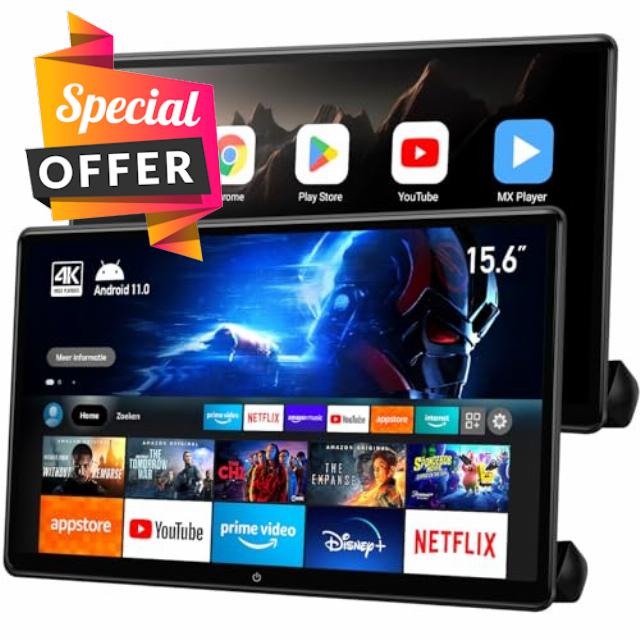 15.6 inch 4K Android Car TV Headrest Monitor for Cars Back seat Rear Entertainment System