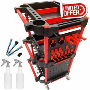 Car Detailing Cart – Auto Detailing Tool Cart with 2 Tool Hanging Board
