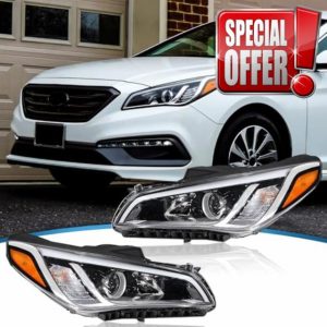 headlights with Halogen Bulbs Compatible with 2016 2017 Hyundai Sonata SE 92101-C2050