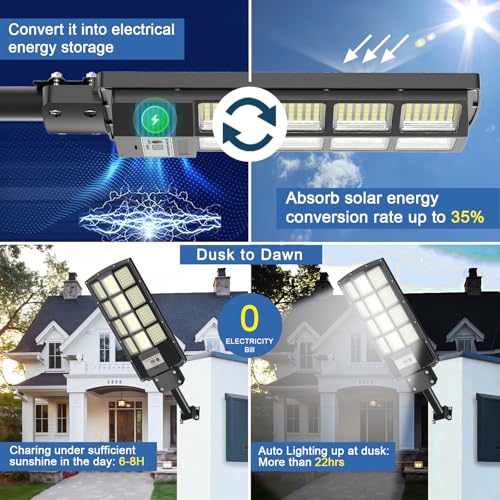 3000W Solar Flood Light Waterproof with Motion Sensor 350000LM Parking Lot Light