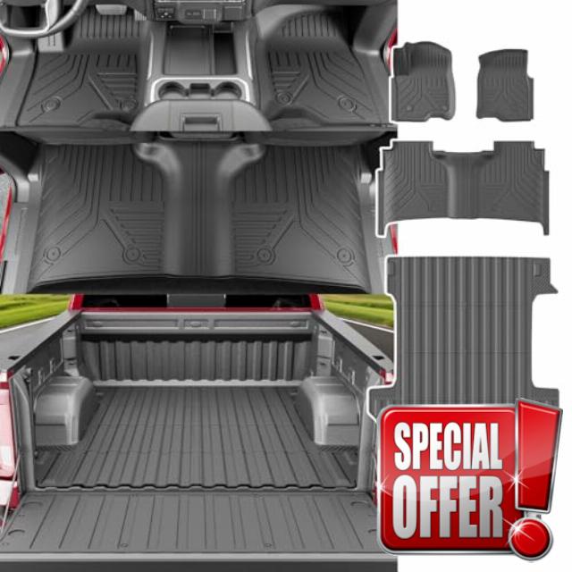 5.82FT Bed Mat Floor Mat Compatible with 2019-2025 Chevy Silverado Crew Cab Truck Bed Liner Tailgate Mat Replacement for 2019-2025 Chevy Silverado Accessories