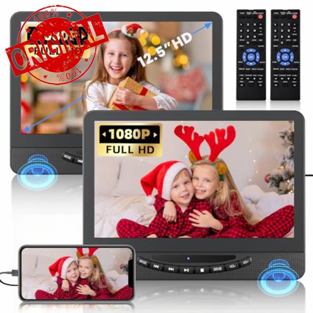 12.5" Dual Portable DVD Player for Car with 1080P HDMI Input