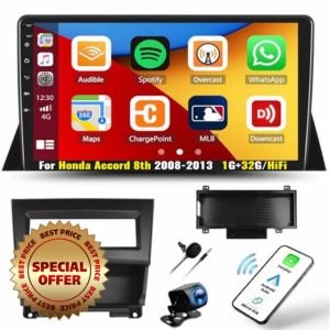 for Honda Accord 8th 2008-2013 Radio Android 13 Car Stereo Wireless Apple Carplay Android Auto with Bluetooth 10.1 Inch Touch Screen GPS Navigation