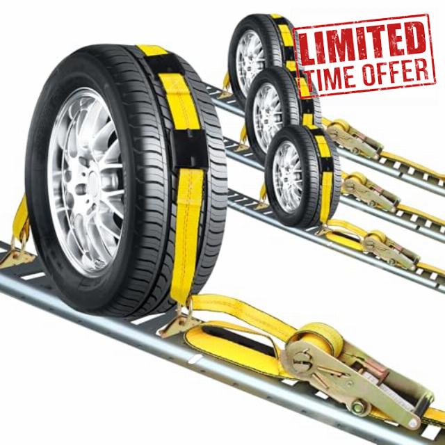 E Track Tire Straps for Trailer Heavy Duty 2" x 10' Auto Hauler Strap-10