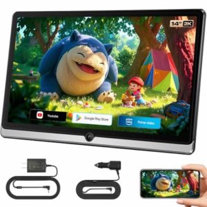 14inch Android Portable Car TV Headrest Monitor Tablet for Cars Back seat Support Phone Wireless mirroring Touchscreen with WiFi/Bluetooth/HDMI/USB/Video Player (14'' 4G + 64G)