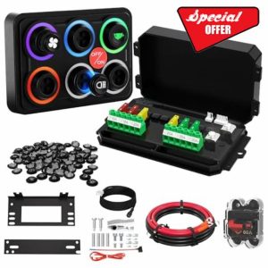IZTOSS RGB 6 Gang Switch Panel Auto-Dimmable IP68 Waterproof Momentary Pulse Toggle with Memory Function 12-24V Universal Relay System for Yachts Trucks Off Road Vehicles RV SUV UTV and ATV