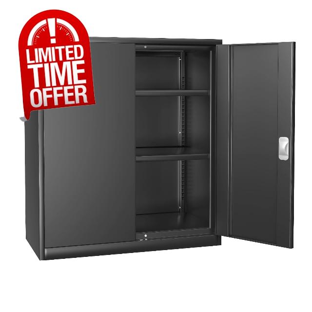 Athena Collection Metal Storage Cabinet with Doors and Shelves