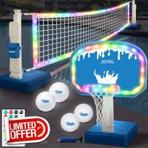 2-in-1 LED Pool Volleyball & Basketball Game Set