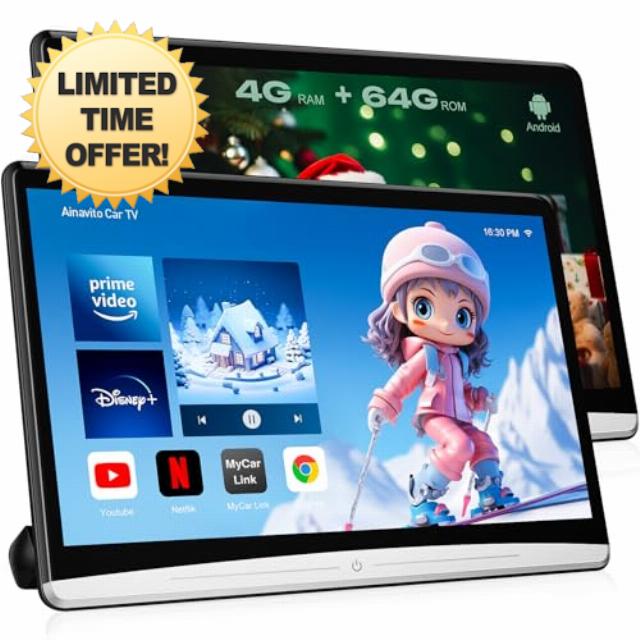 13.3 ‘’ 4K Car TVS for Back seat 2 Set
