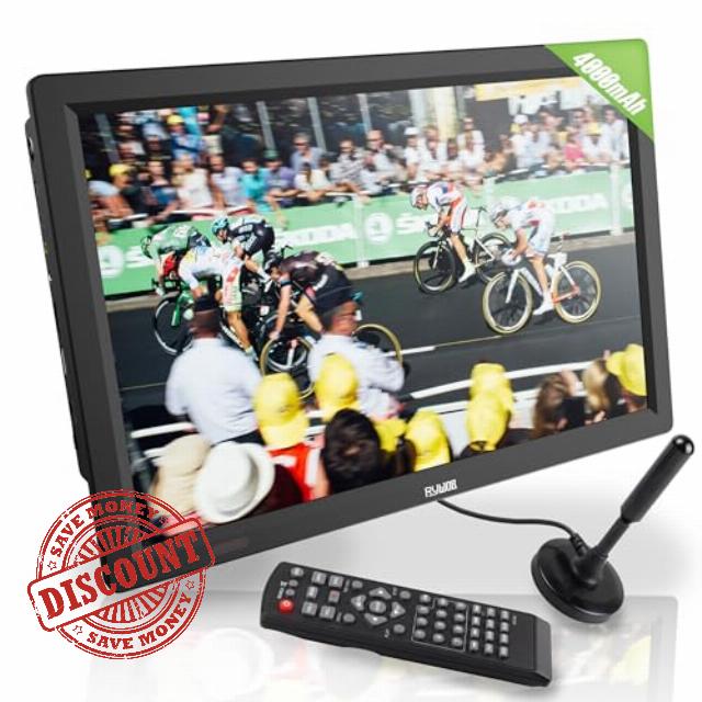 14” Portable TV with Antenna Battery Operated TV LCD Monitor