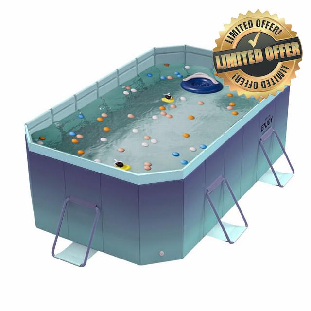 Jessie Foldable Pool for Kids and Adults Non Inflatable Frame Above Ground Outdoor Swimming Pool Blue Kiddie Pools Thickened Support Dog Pool Garden Backyard (118.11 in)