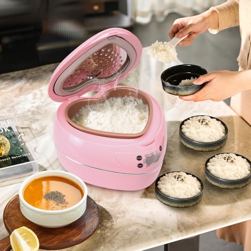 Valentines Day Multifunctional Peach Heart Shape Rice Cooker and Preset Timer and Automatic Heat Preservation