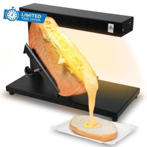 Raclette Cheese Melter Electric Countertop Cheese Melting Raclette Grill Half Cheese Wheel Maker Height Adjustable for Resaurant Kitchen