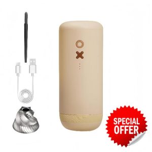 TIMEMORE & NUTTII OX Portable Electric Coffee Grinder - Adjustable Conical Burr Mill with 20 Precise Settings Perfect for Espresso Pour-Over Moka Pot French Press Drip For Home Use (Almond Cream)
