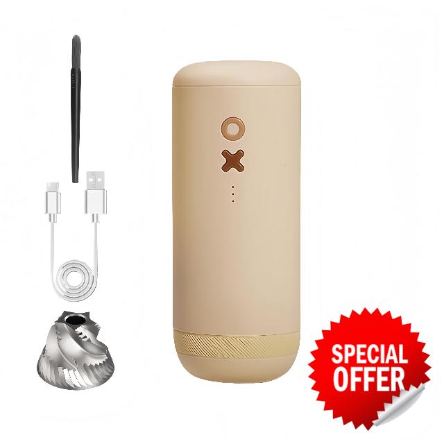 TIMEMORE & NUTTII OX Portable Electric Coffee Grinder - Adjustable Conical Burr Mill with 20 Precise Settings Perfect for Espresso Pour-Over Moka Pot French Press Drip For Home Use (Almond Cream)
