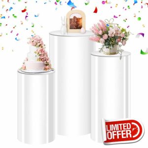 White Cylinder Stands for Party