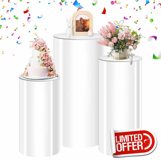 White Cylinder Stands for Party