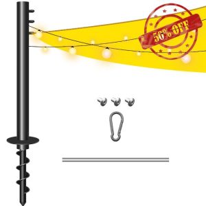 Sun Shade Sail Pole 9Ft Outdoor Sunshade Sail Post Support Awning Canopy Heavy Duty Metal Pole Kit for Patio Garden Deck (Ground-plugged 8.9FT