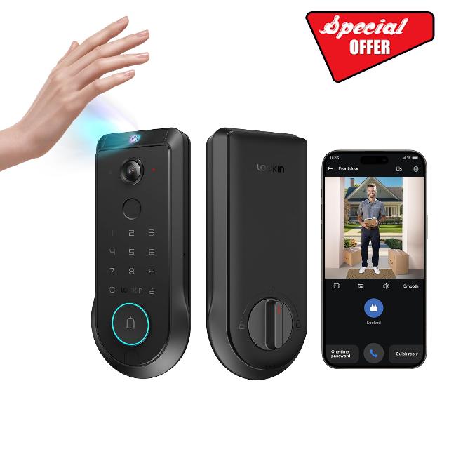 Lockin Veno Pro Palm Vein Video Smart Lock with 2K 180° Camera