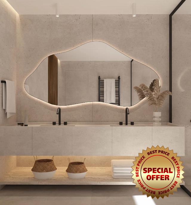 Asymmetrical Bathroom LED Mirror